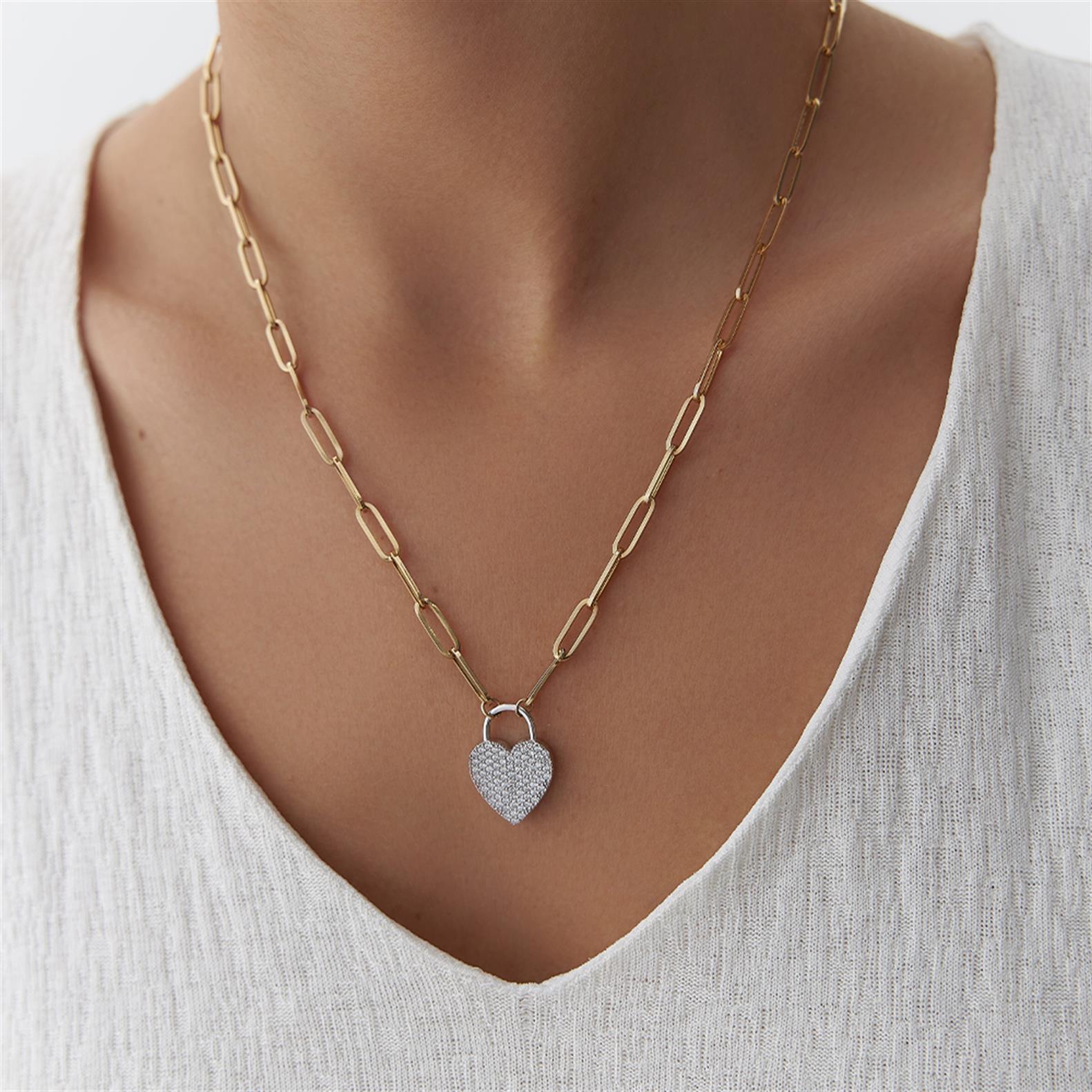 Kilit Kalp Ataç Altın Kolye - Image 2