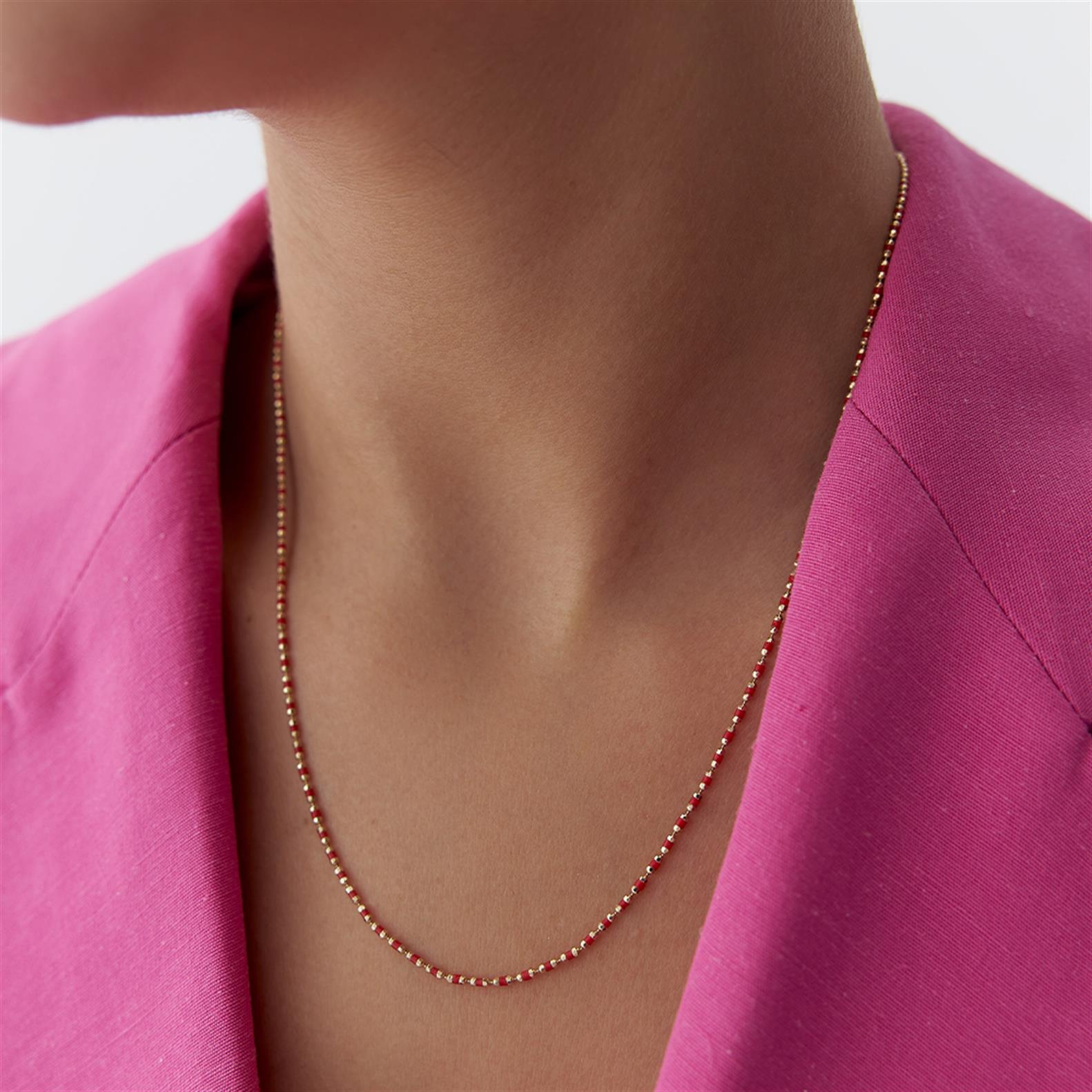 Kırmızı Mineli Minimal Kolye - Image 2