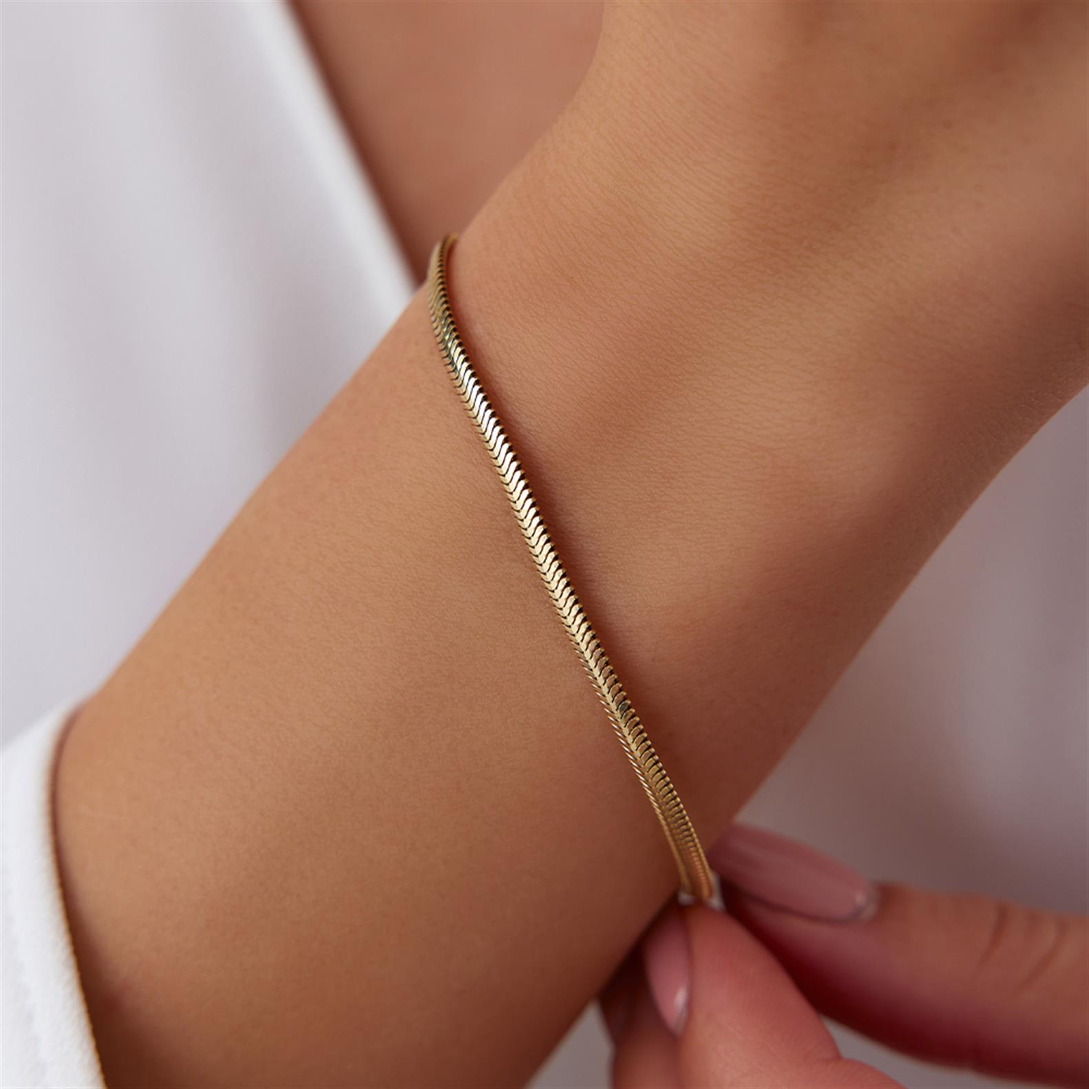 Klasik Balıksırtı Zincir Altın Bileklik - Image 1