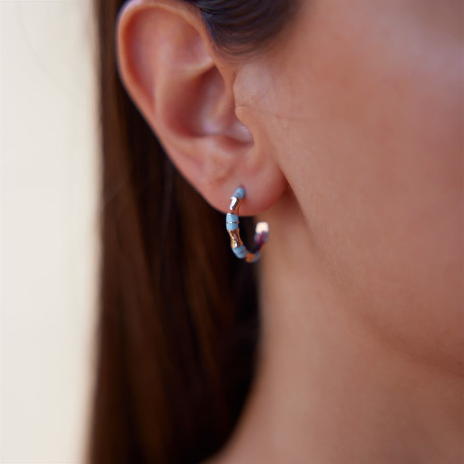 Mavi Mineli Halka Küpe - Image 2