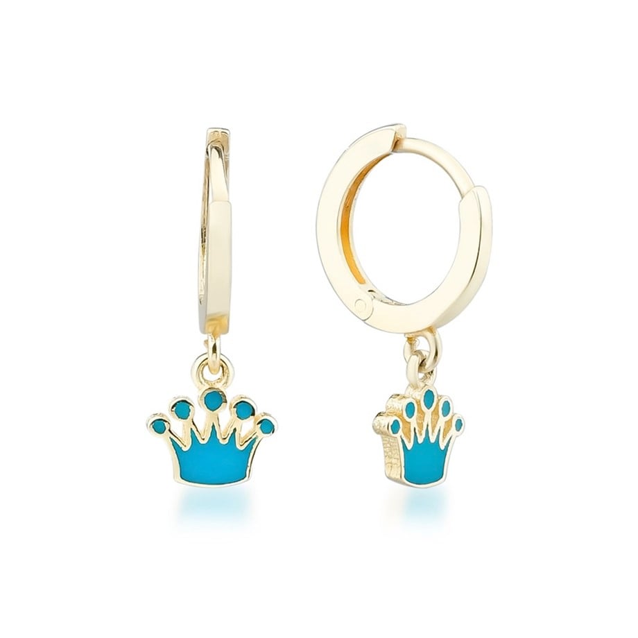 Mavi Mineli Kral Tacı Çocuk Küpe - Image 1