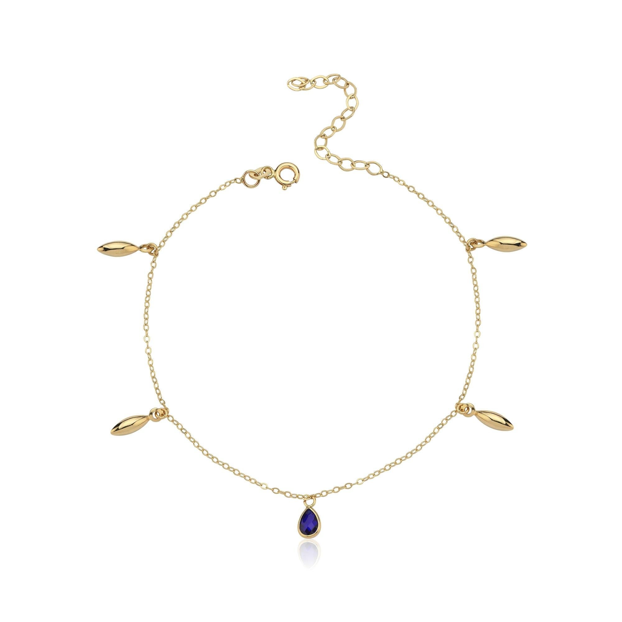 Mavi Taşlı Altın Halhal - Image 3