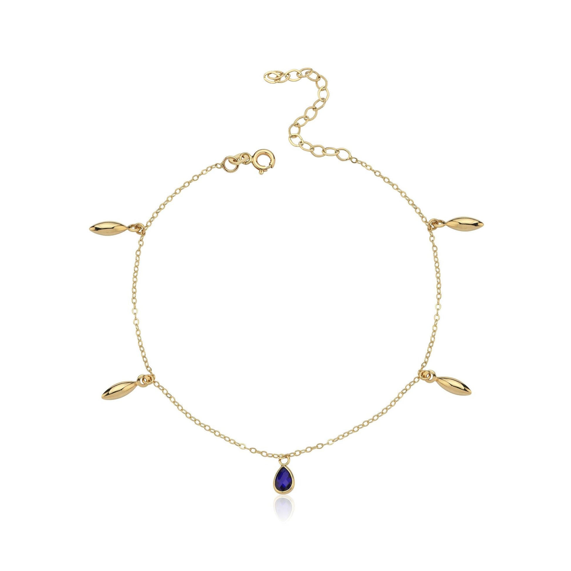 Mavi Taşlı Altın Halhal - Image 3