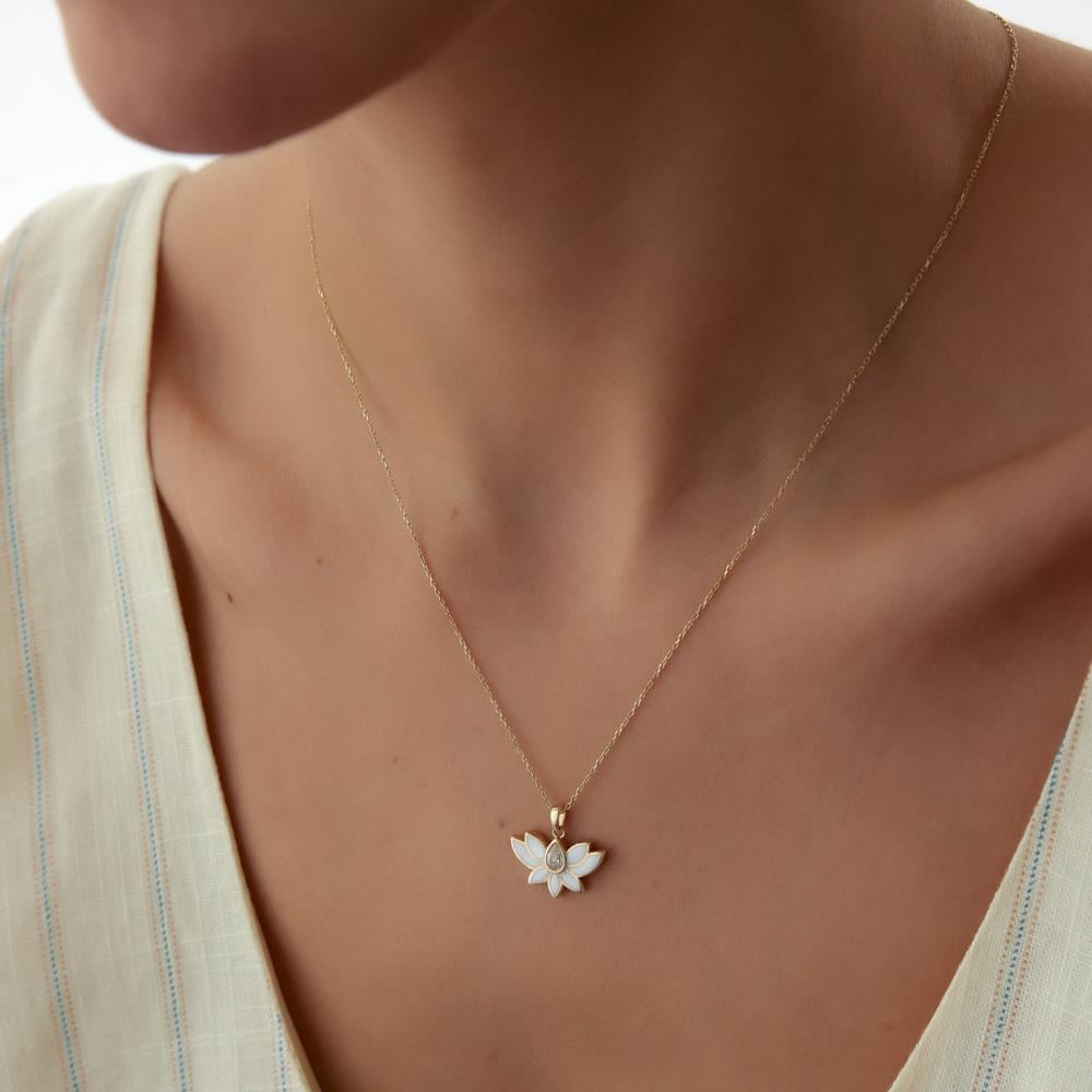 Mineli Lotus Altın Kolye - Image 2
