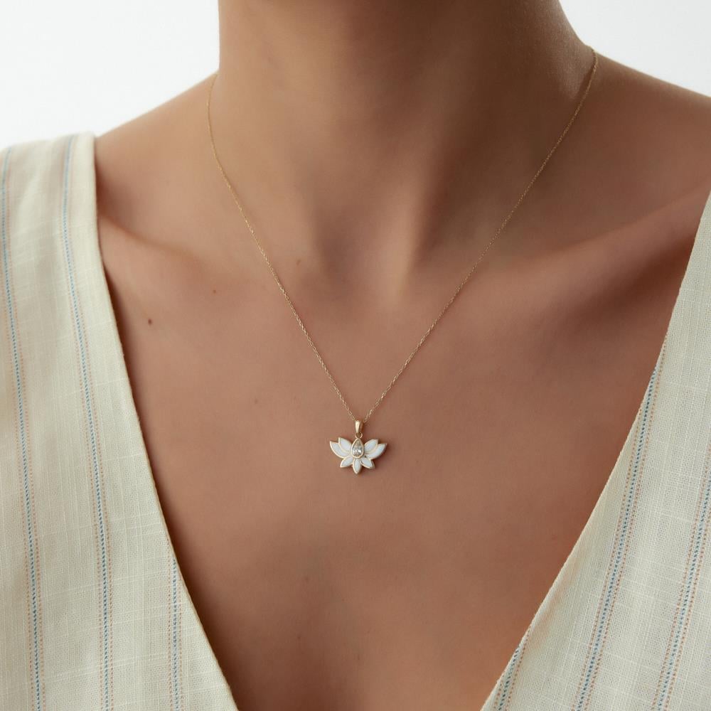 Mineli Lotus Altın Kolye - Image 2
