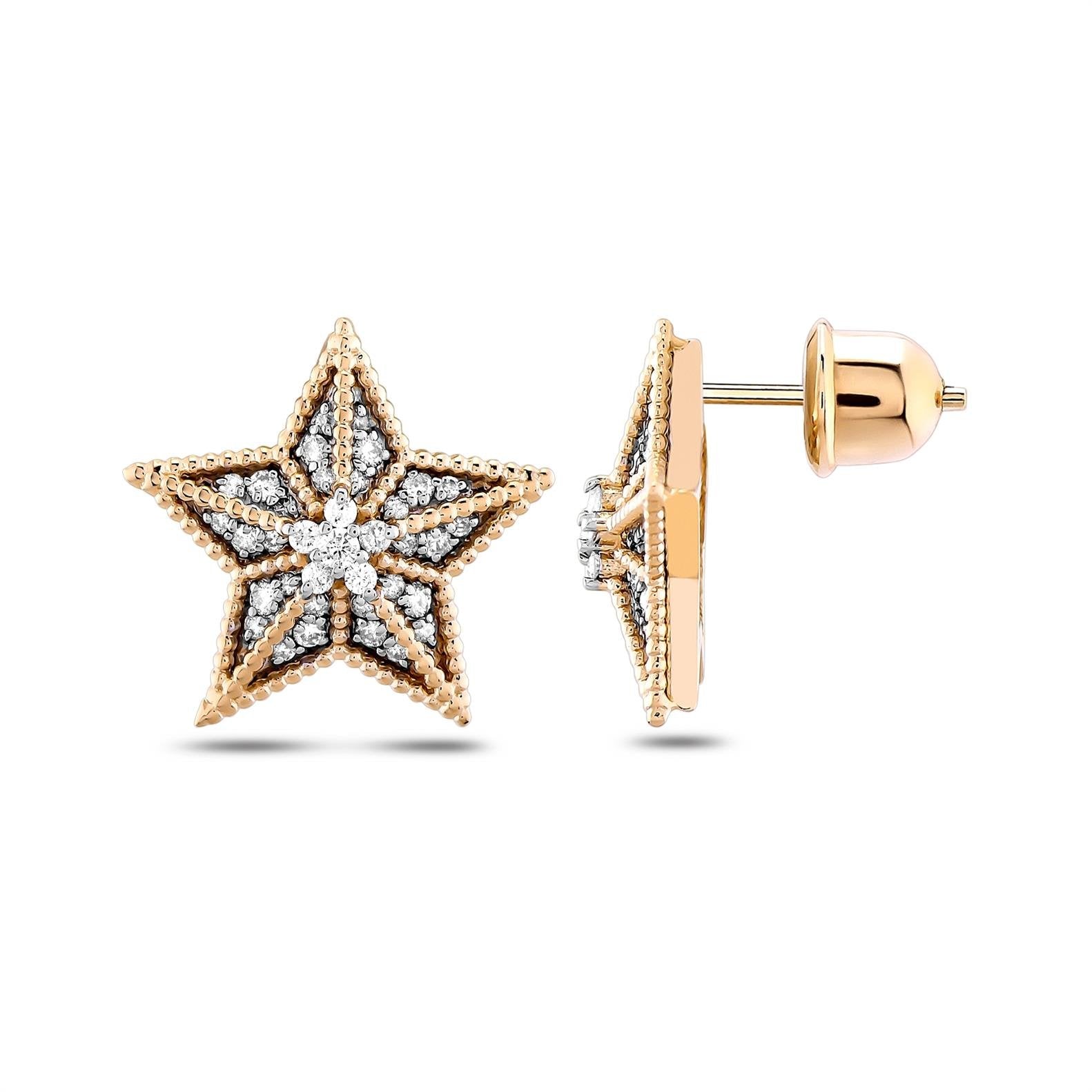 Mini Ball Detaylı Yıldız Pırlanta Küpe - Image 1