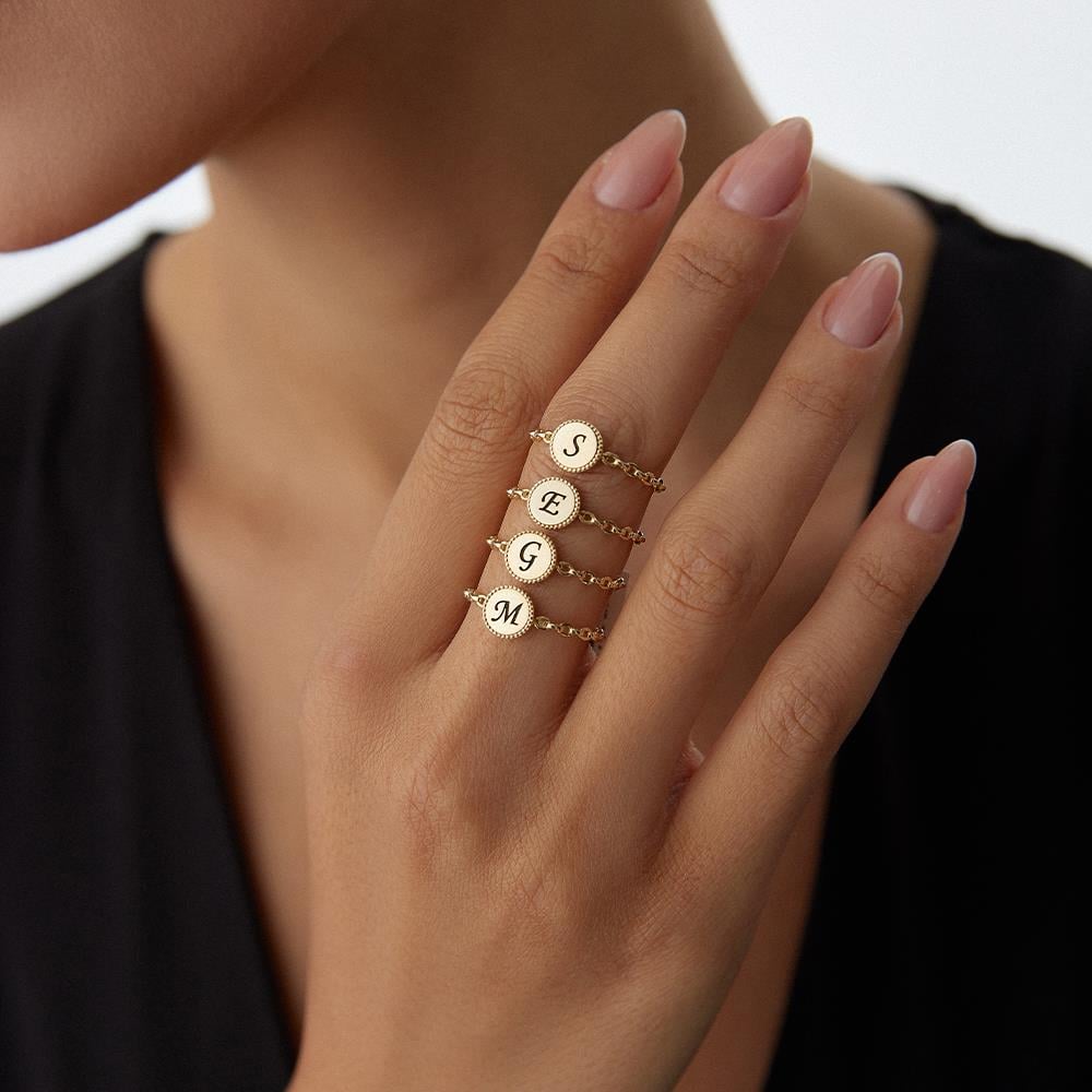 Minimal Altın Harf Yüzük - Image 5