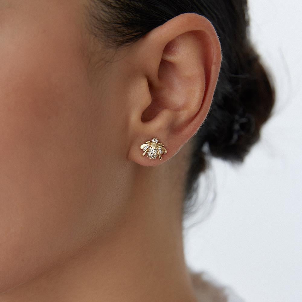 Minimal Arı Altın Küpe - Image 2