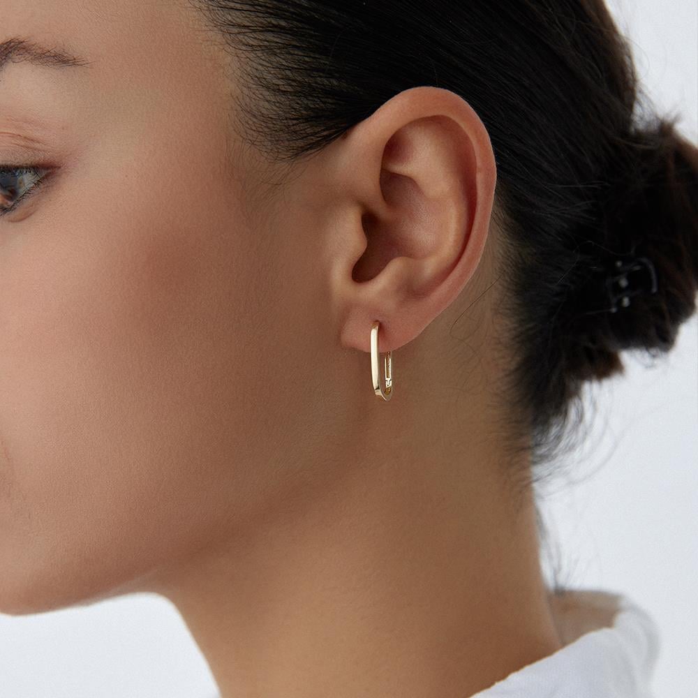 Minimal Ataç Altın Halka Küpe - Image 2