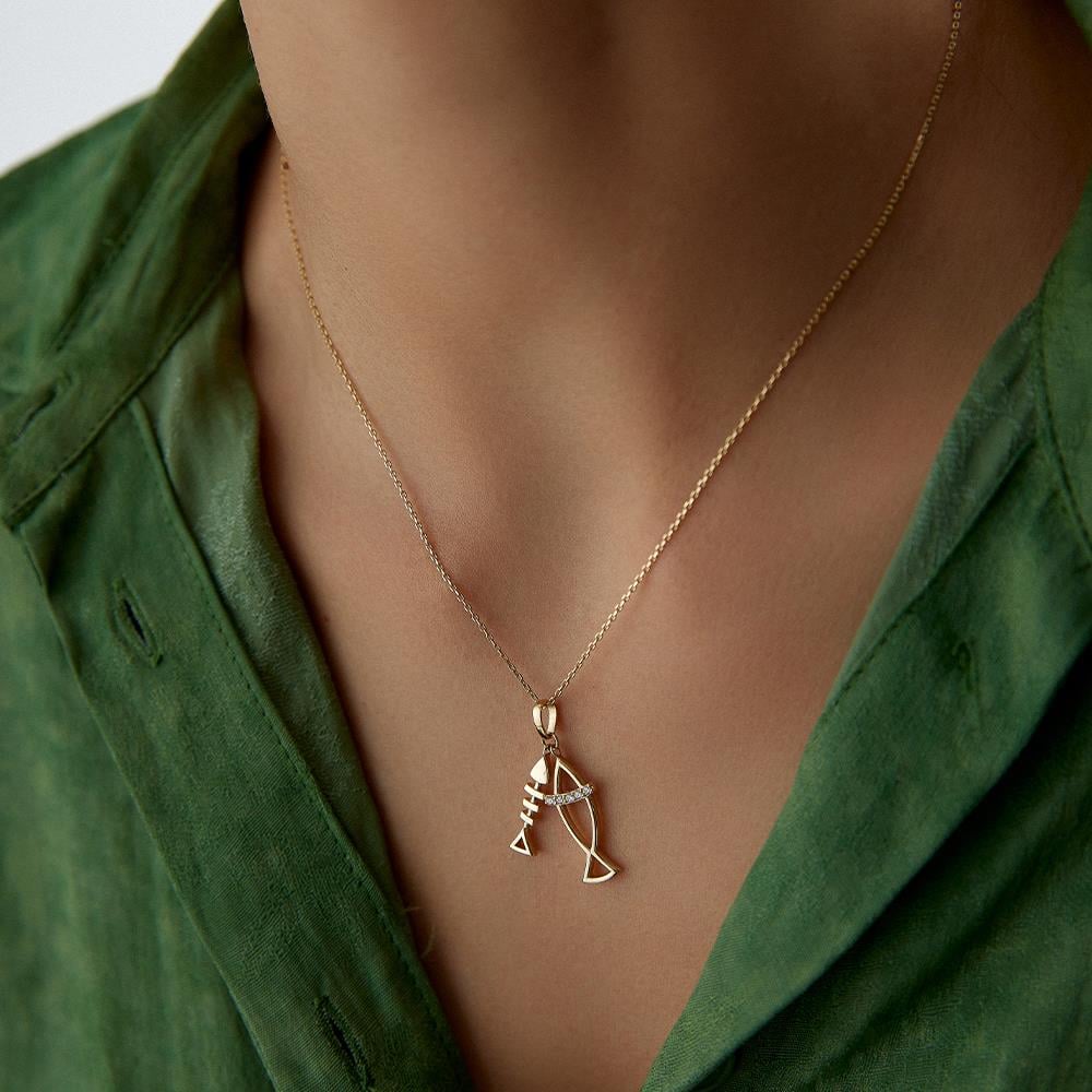 Minimal Balık Altın Kolye - Image 2