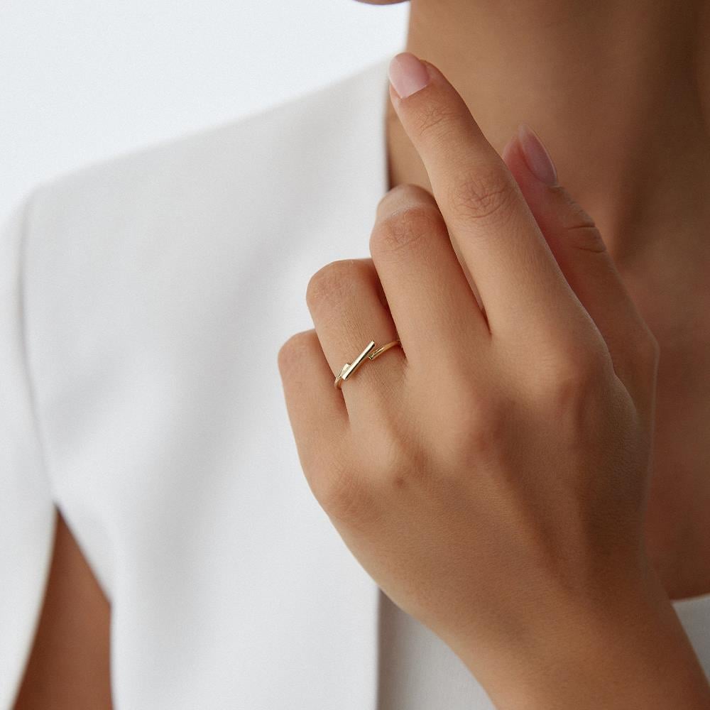 Minimal Çizgi Altın Yüzük - Image 2