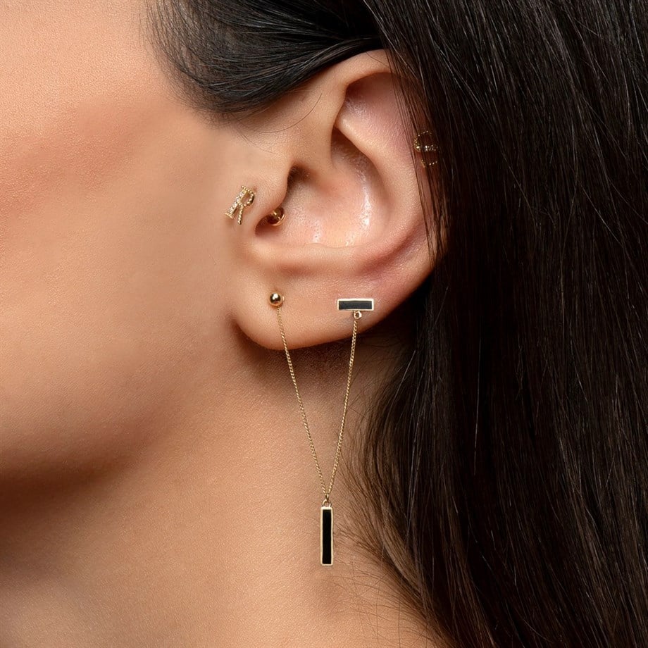 Minimal Çizgi Sallantılı Küpe - Image 2