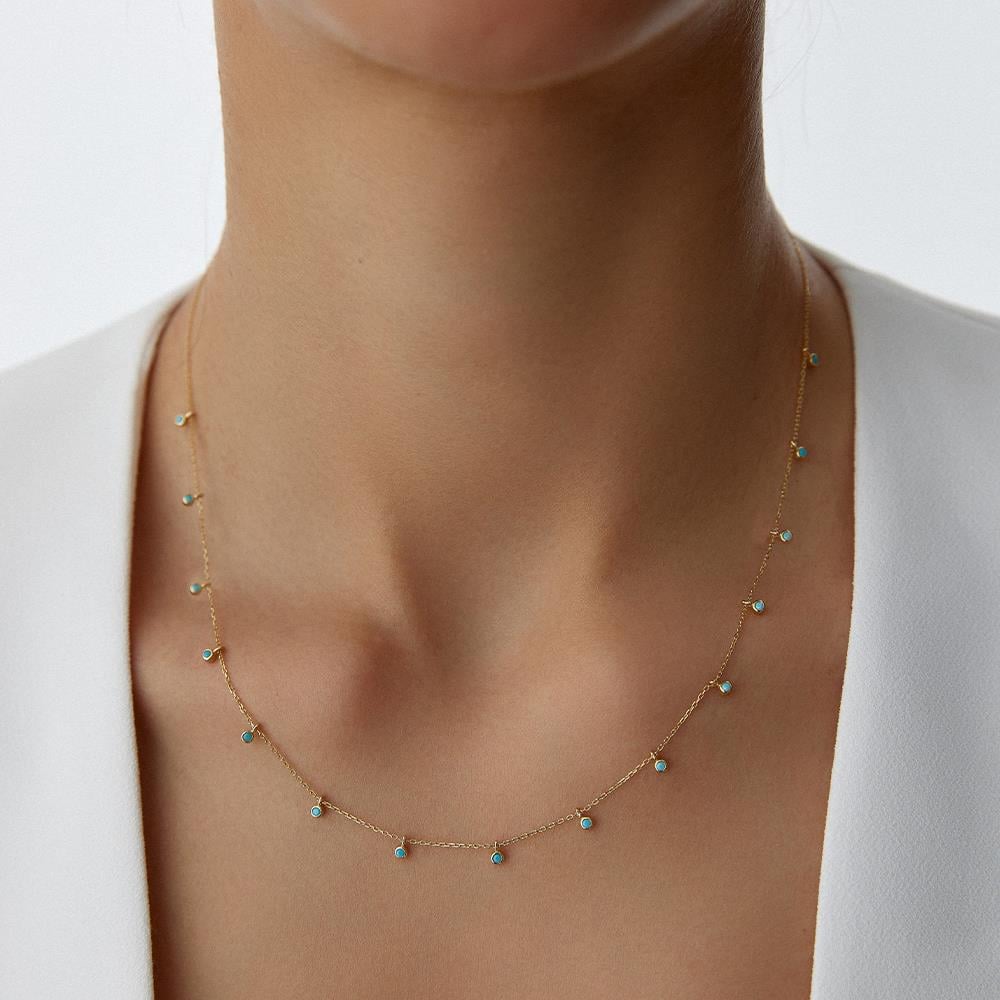 Minimal Firuze Taşlı Altın Kolye - Image 2