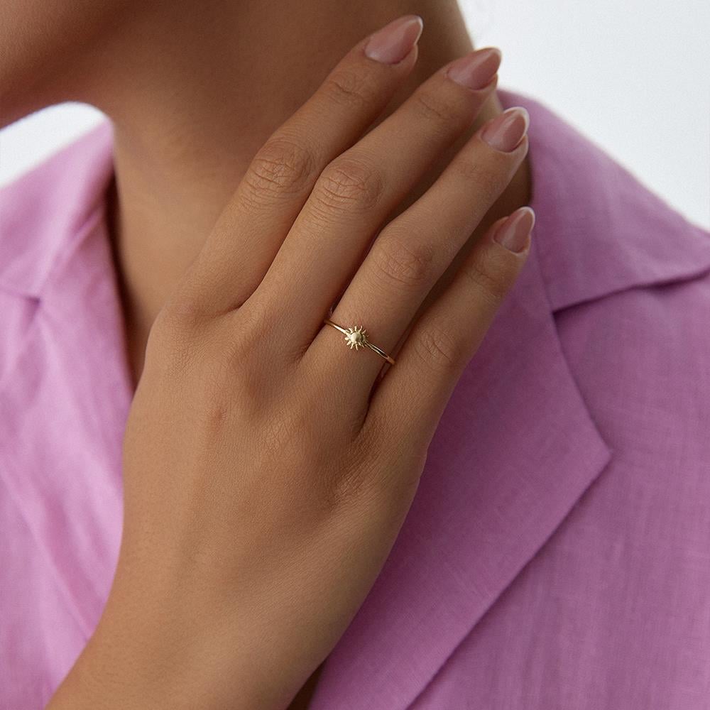 Minimal Güneş Altın Yüzük - Image 2