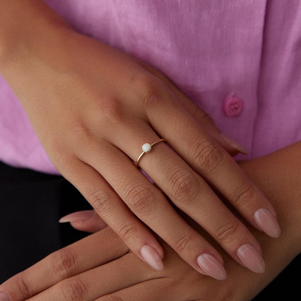 Minimal İnci Altın Yüzük - Image 2