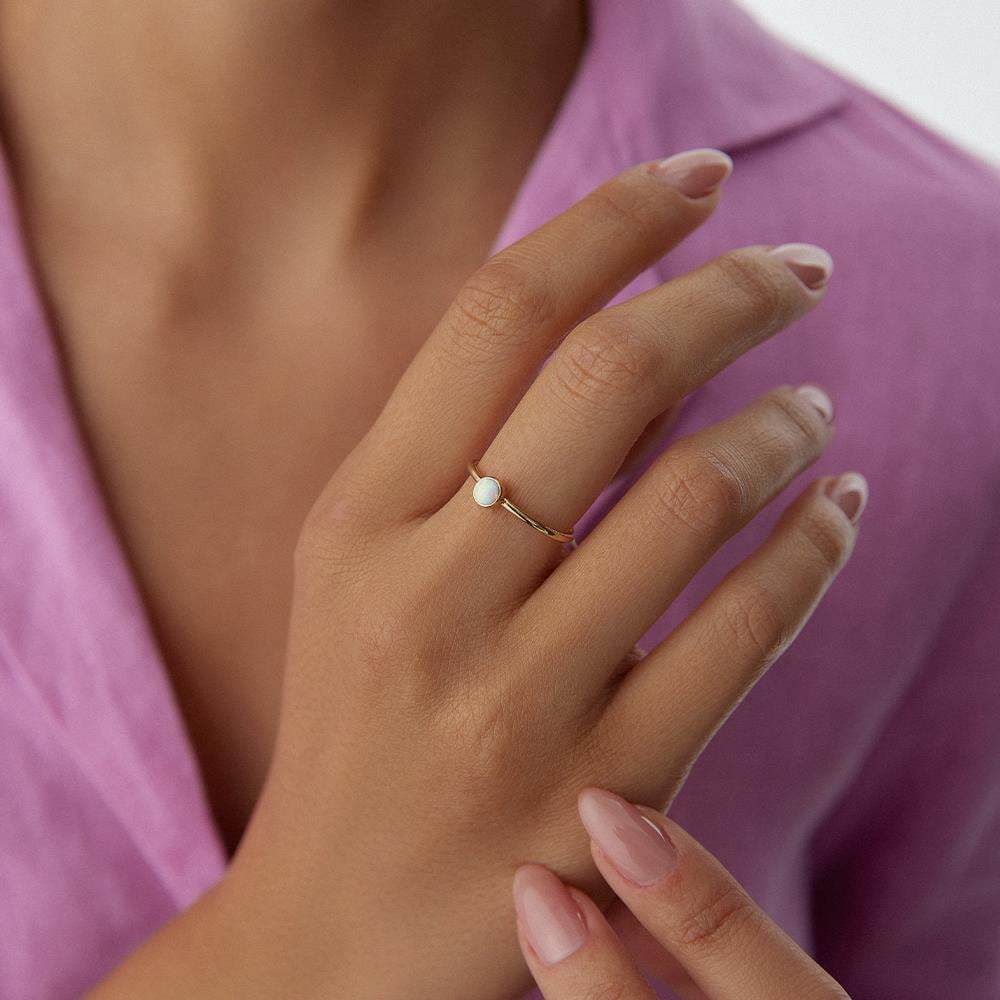 Minimal İnci Altın Yüzük - Image 2