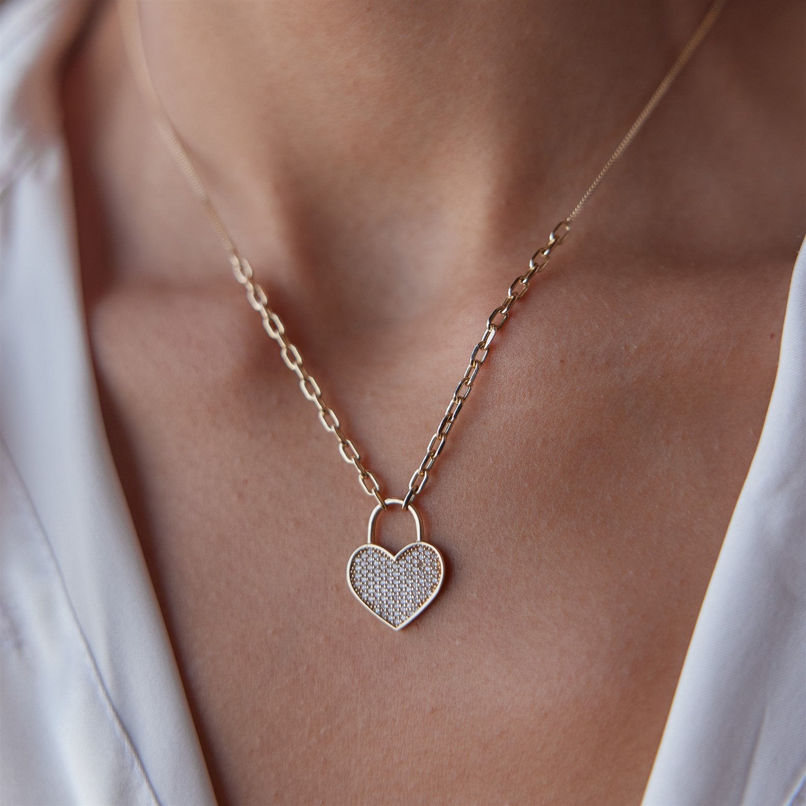 Minimal Kalp Kilit Kolye - Image 1