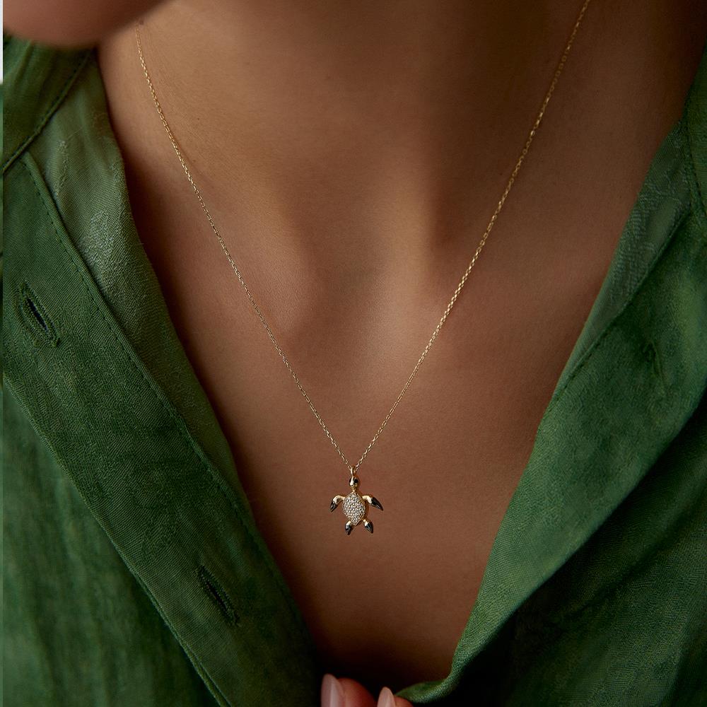 Minimal Kaplumbağa Altın Kolye - Image 2