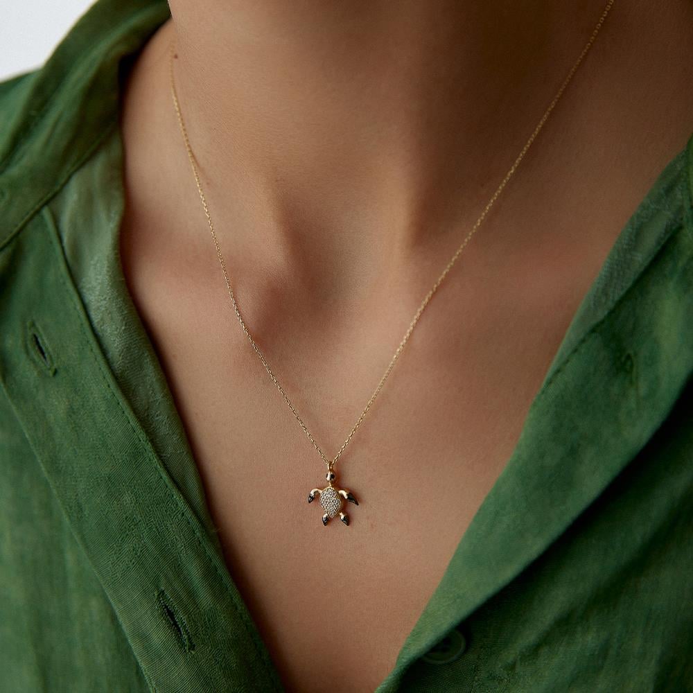 Minimal Kaplumbağa Altın Kolye - Image 3