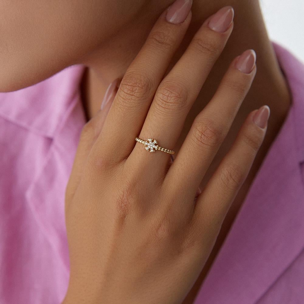 Minimal Kar Tanesi Altın Yüzük - Image 2