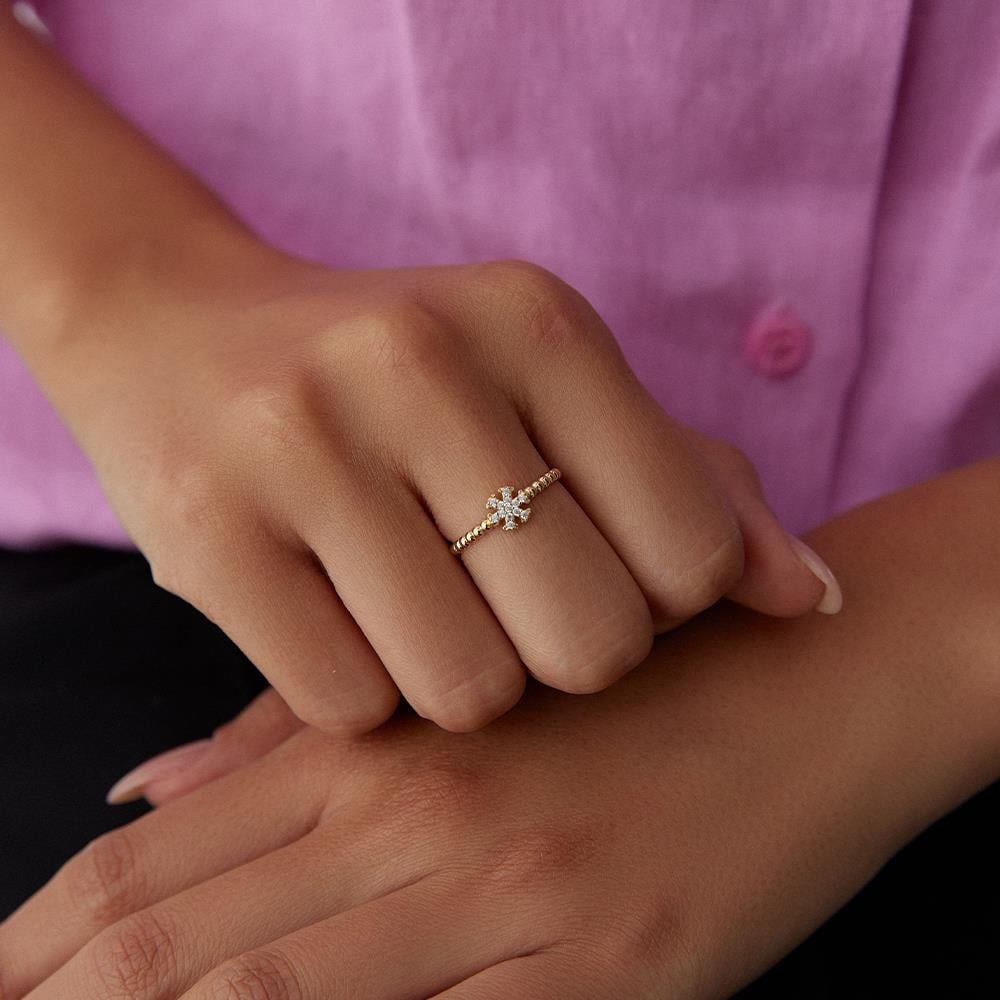 Minimal Kar Tanesi Altın Yüzük - Image 2