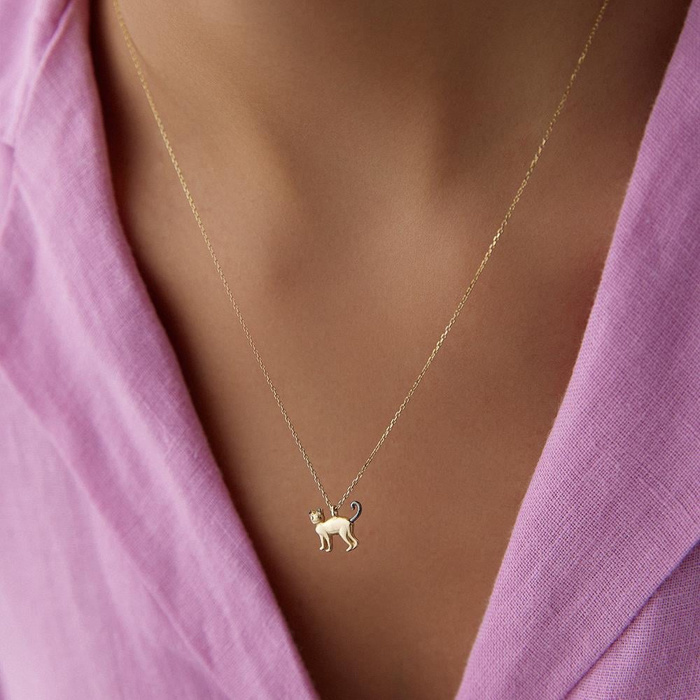 Minimal Kedi Altın Kolye - Image 2