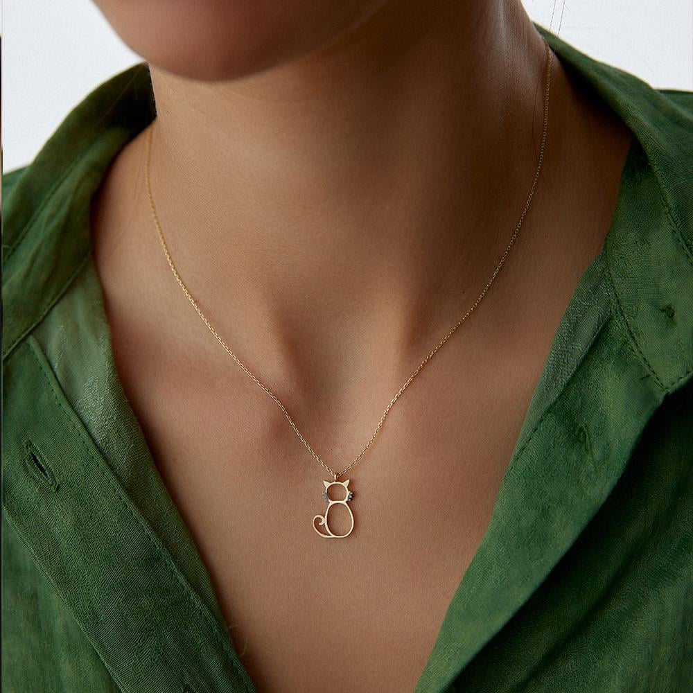 Minimal Kedi Figürü Altın Kolye - Image 2