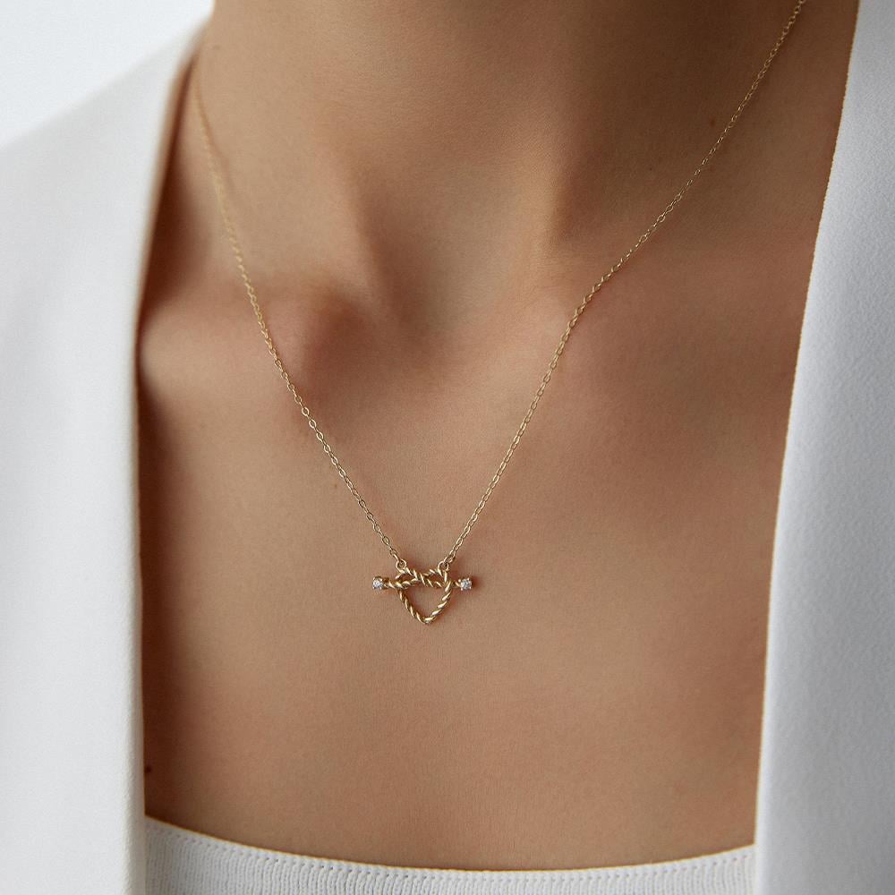 Minimal Kördüğüm Kalp Altın Kolye - Image 2