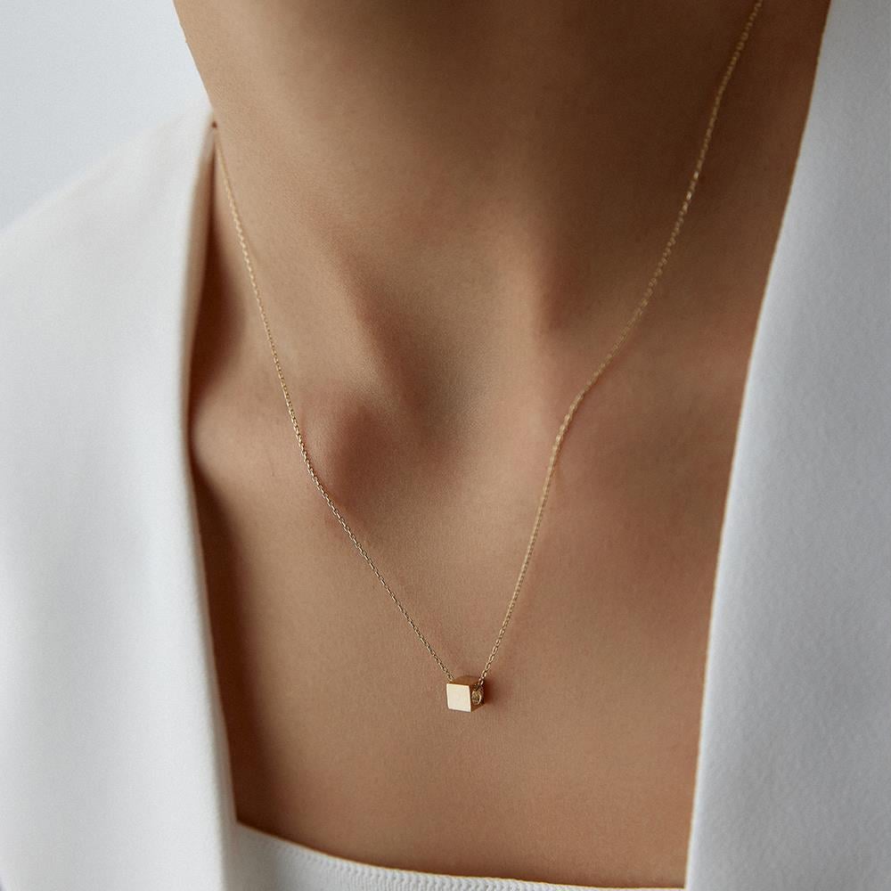 Minimal Küp Altın Kolye - Image 2