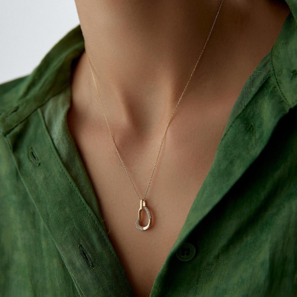 Minimal Tasarım Kalp Altın Kolye - Image 2