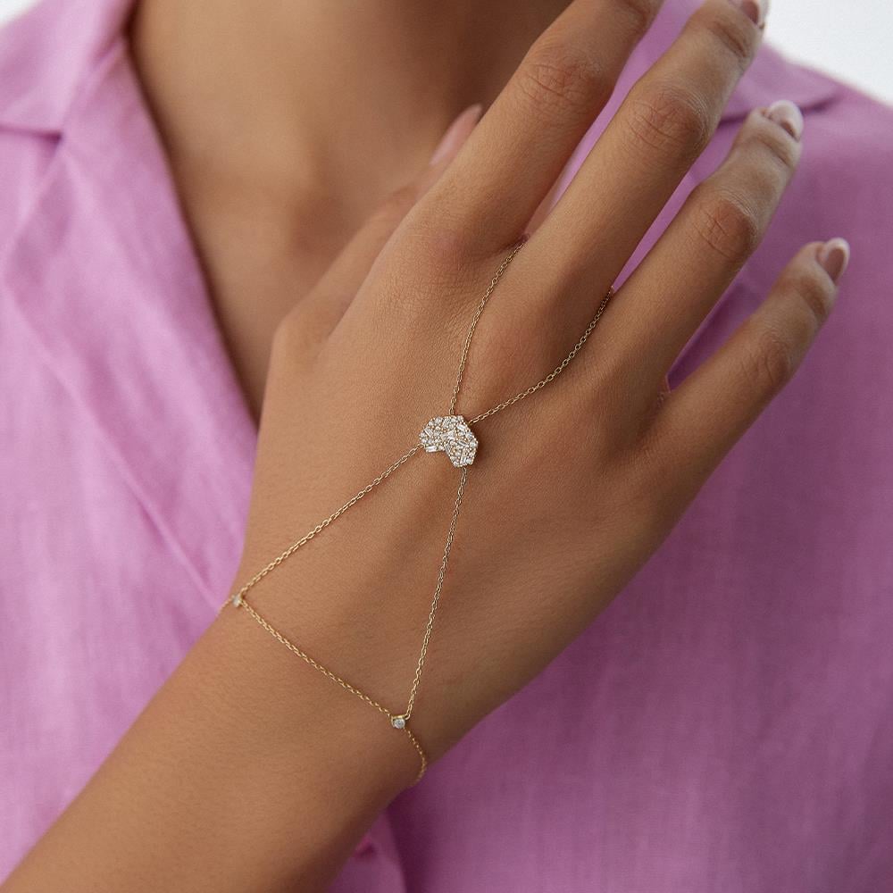 Minimal Taşlı Kalp Altın Şahmeran Bileklik - Image 2