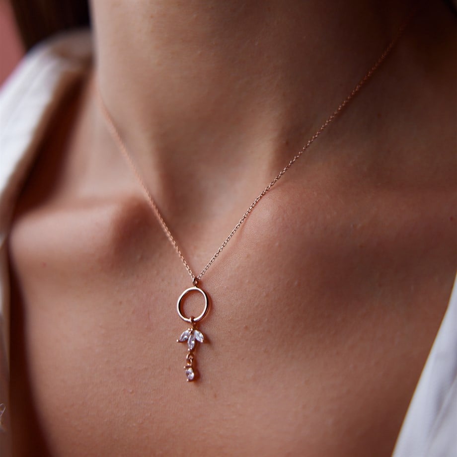 Minimal Ters Lotus Figürlü Kolye - Image 1