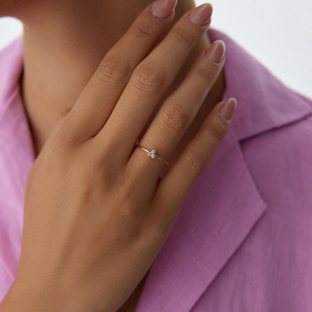 Minimal Trio Altın Yüzük - Image 2