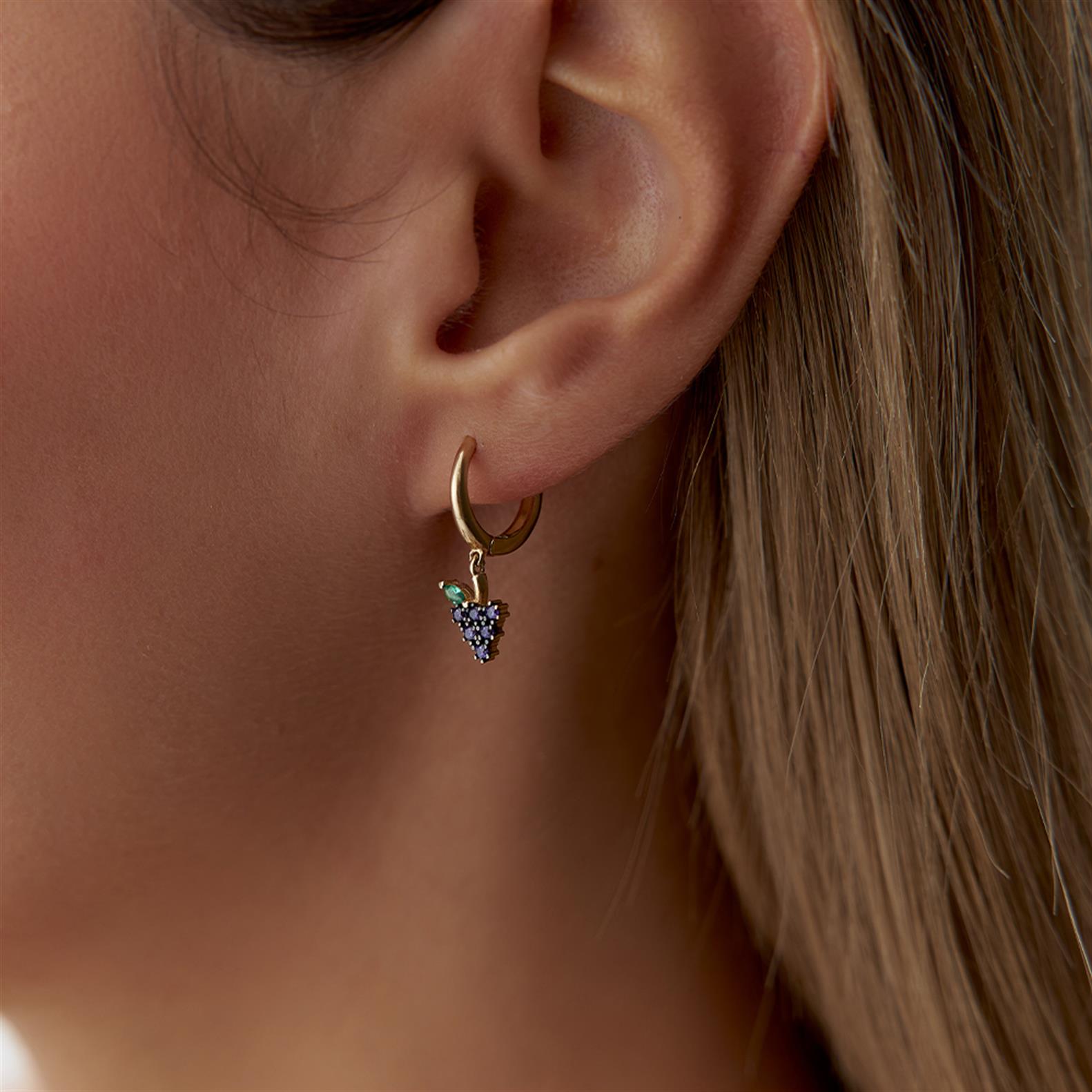 Minimal Üzüm Altın Küpe - Image 1