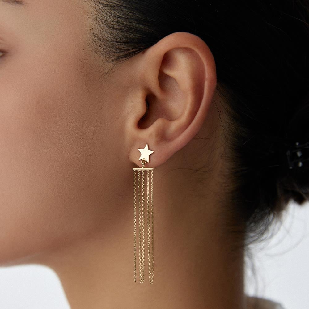 Minimal Yıldız Altın Küpe - Image 2