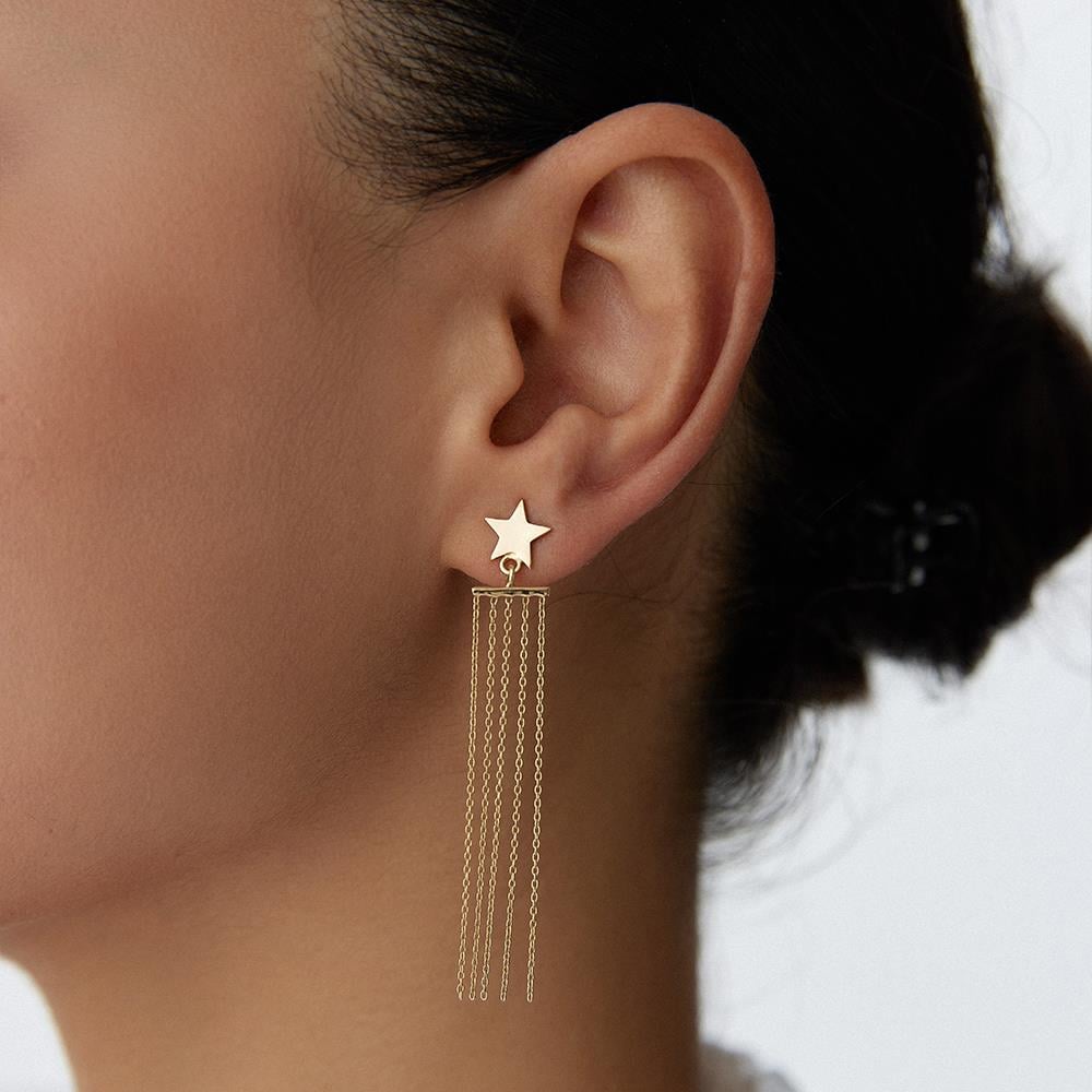 Minimal Yıldız Altın Küpe - Image 2