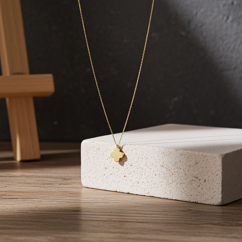 Minimal Yonca Figür Altın Kolye - Image 3