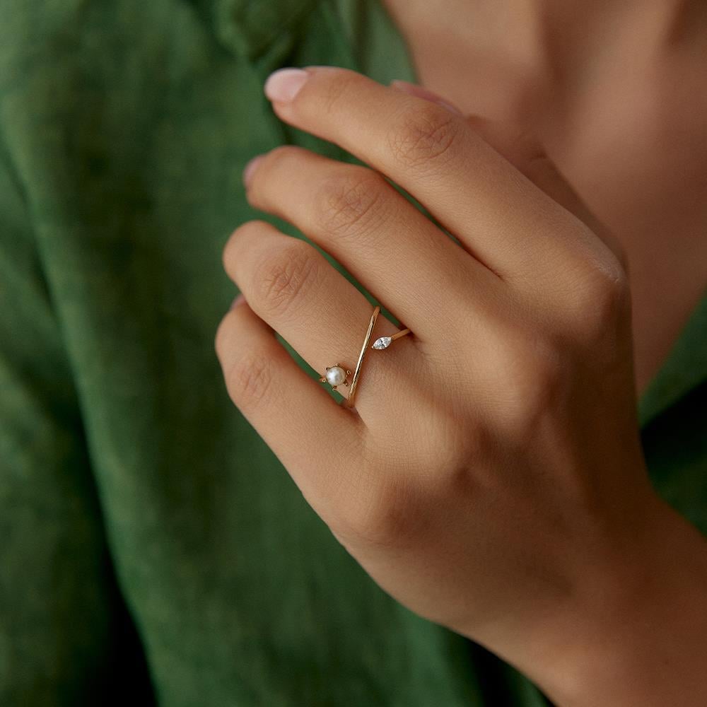 Orbit İnci Altın Yüzük - Image 2