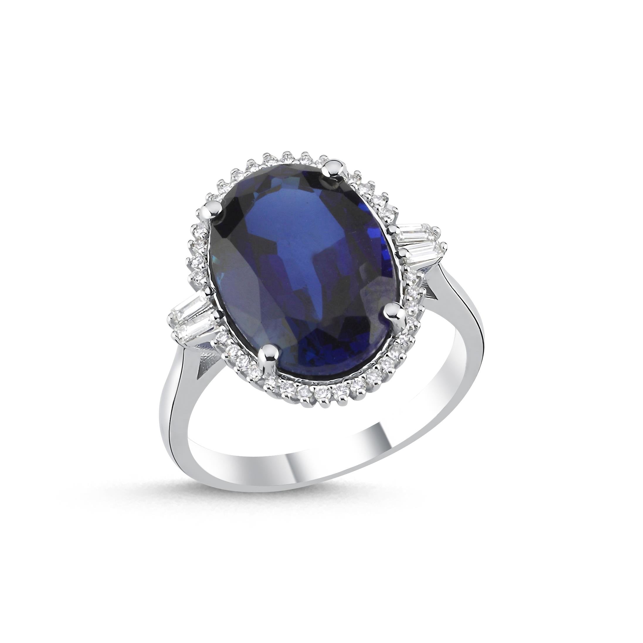 Oval Safir Pırlanta Yüzük - Image 2