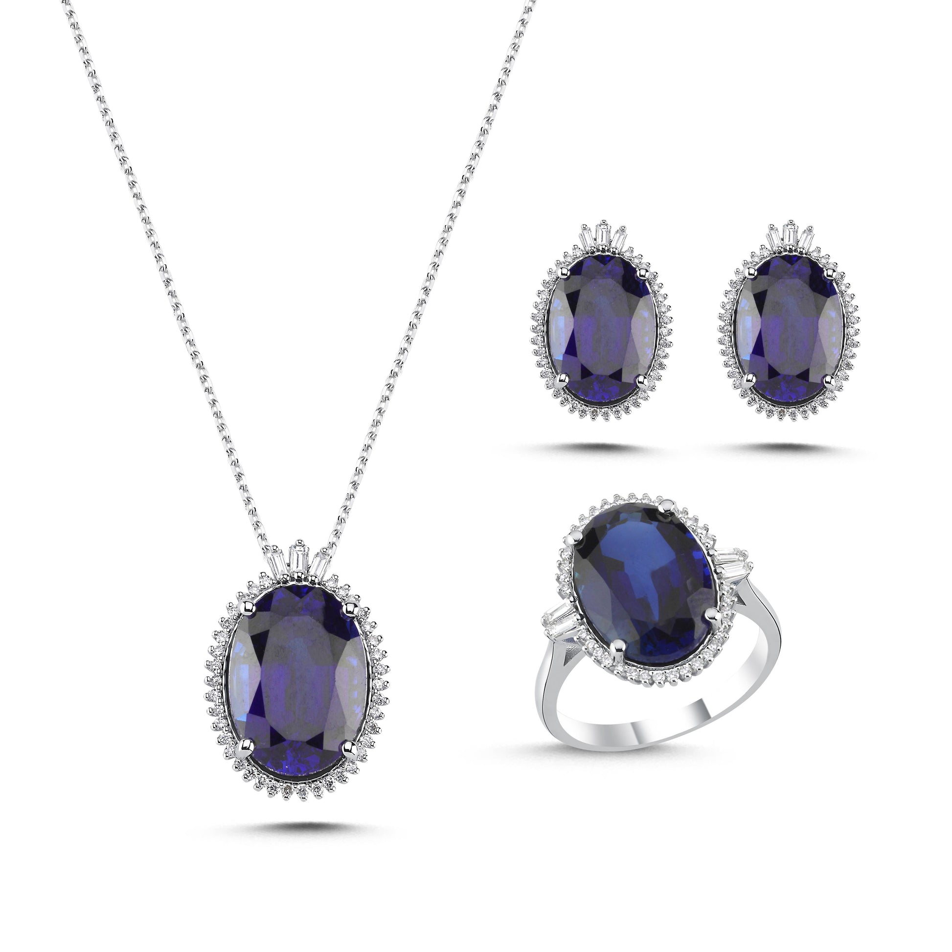 Oval Safir Pırlanta Yüzük - Image 2