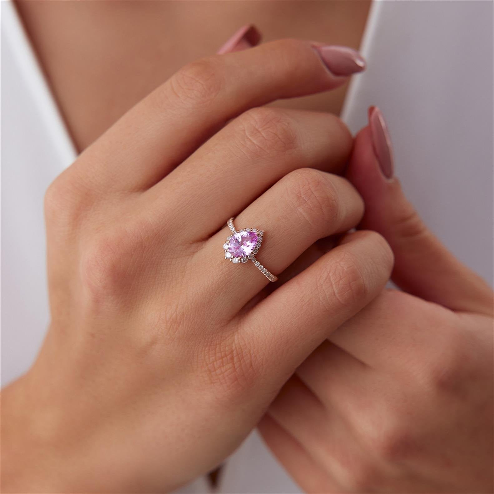 Pembe Safir Pırlanta Yüzük - Image 2