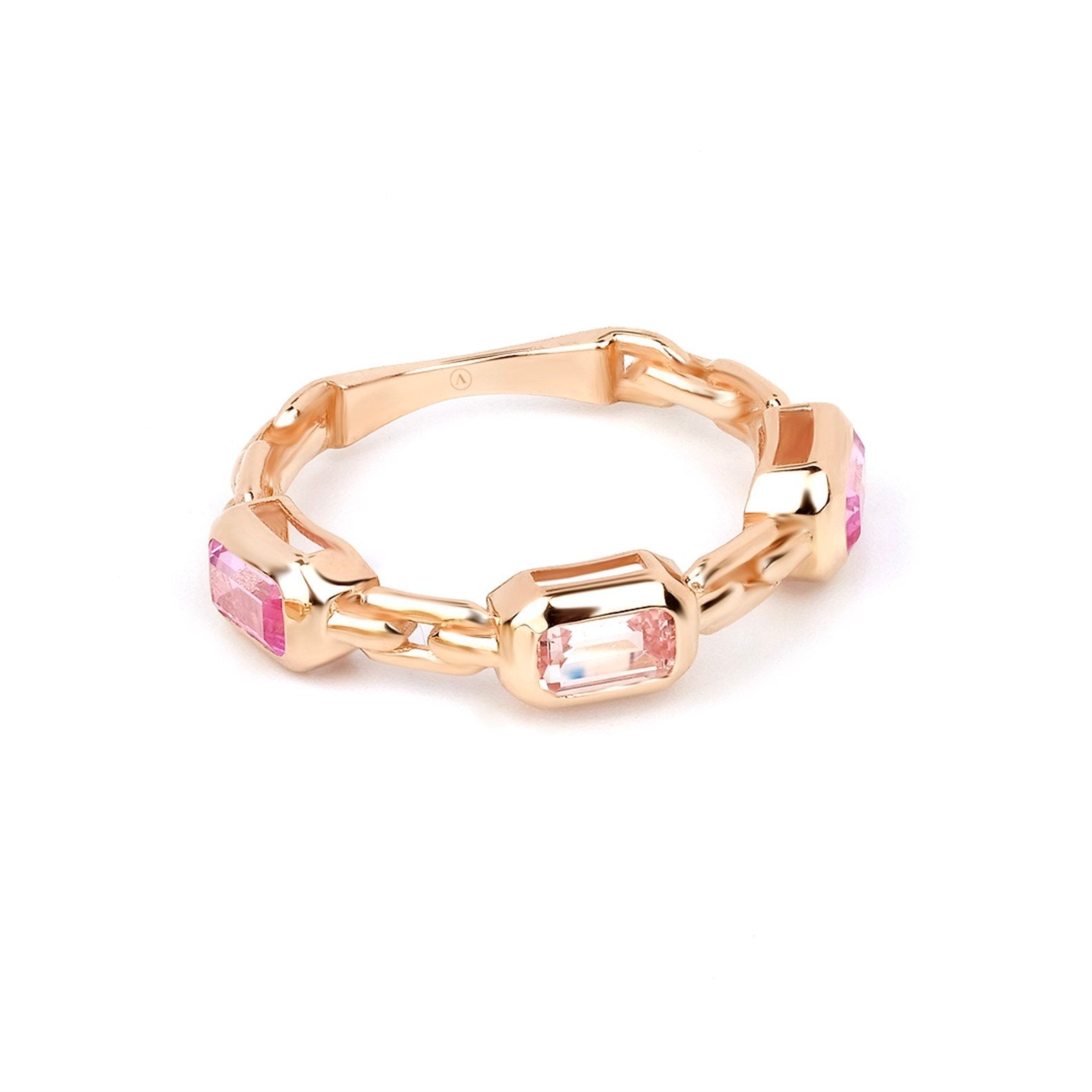 PINK SAPPHIRE YARIMTUR ALTIN YÜZÜK - Image 1