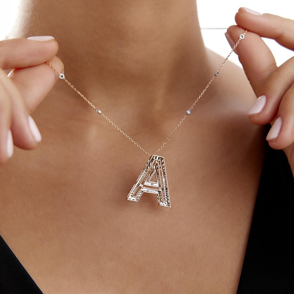 A Harf Pırlanta  Kolye - Image 3