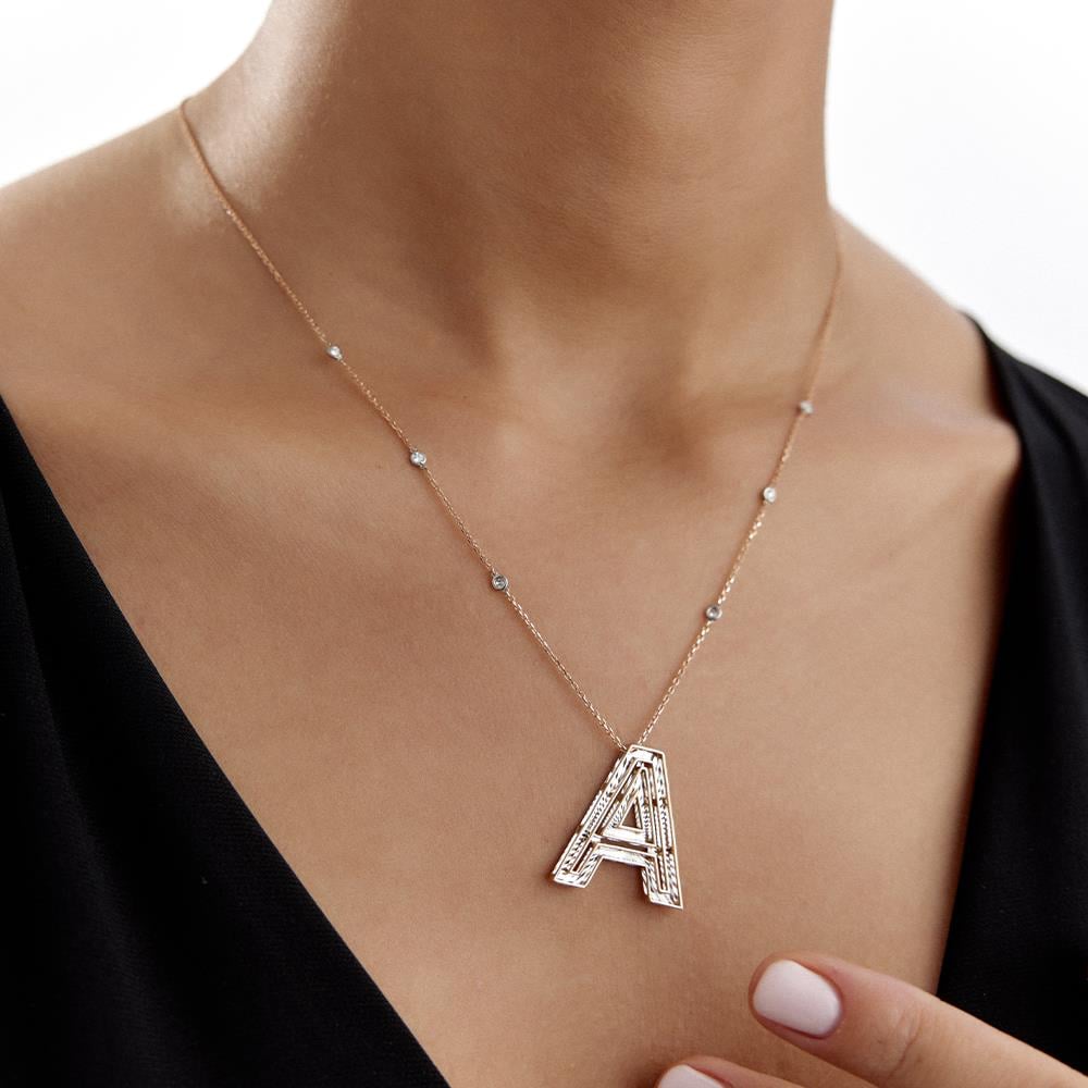 A Harf Pırlanta  Kolye - Image 3