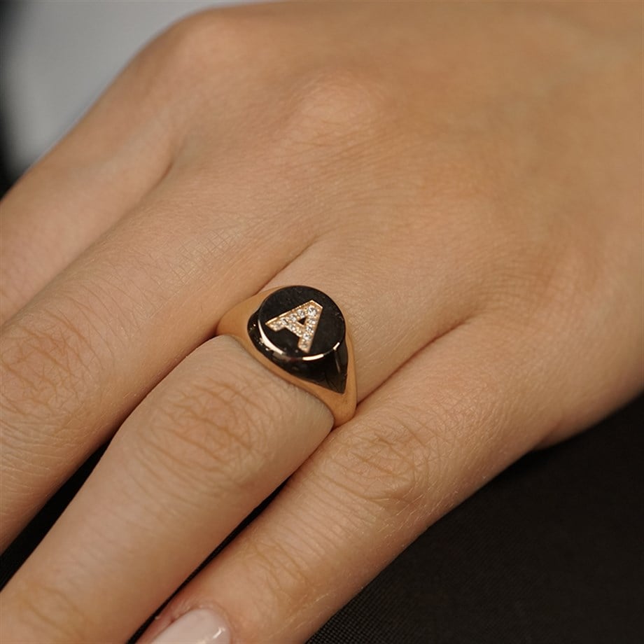 Pırlanta Harfli Şövalye Yüzük - Image 1