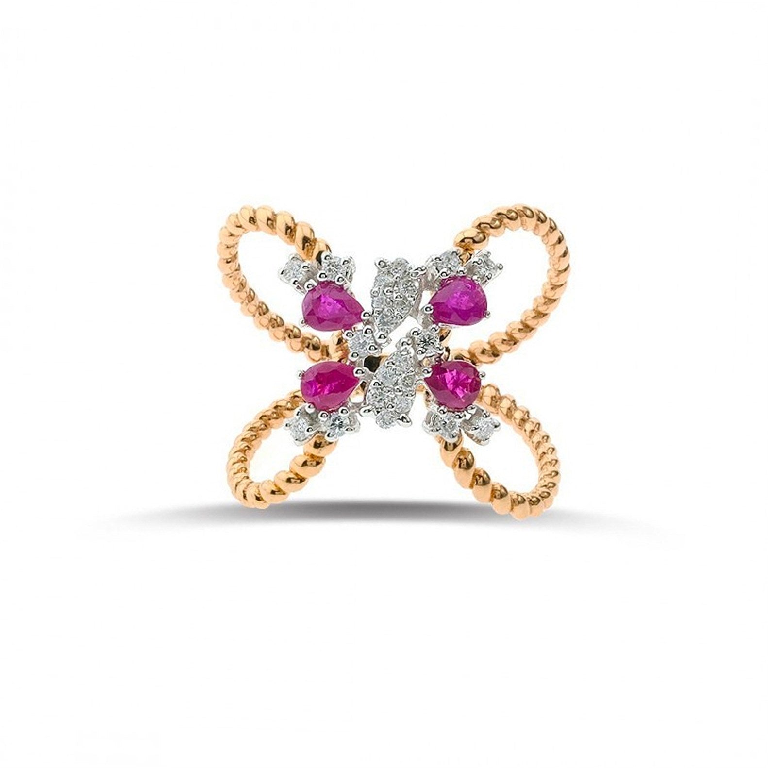 PIRLANTALI YAKUT ROSE ALTIN YÜZÜK - Image 1