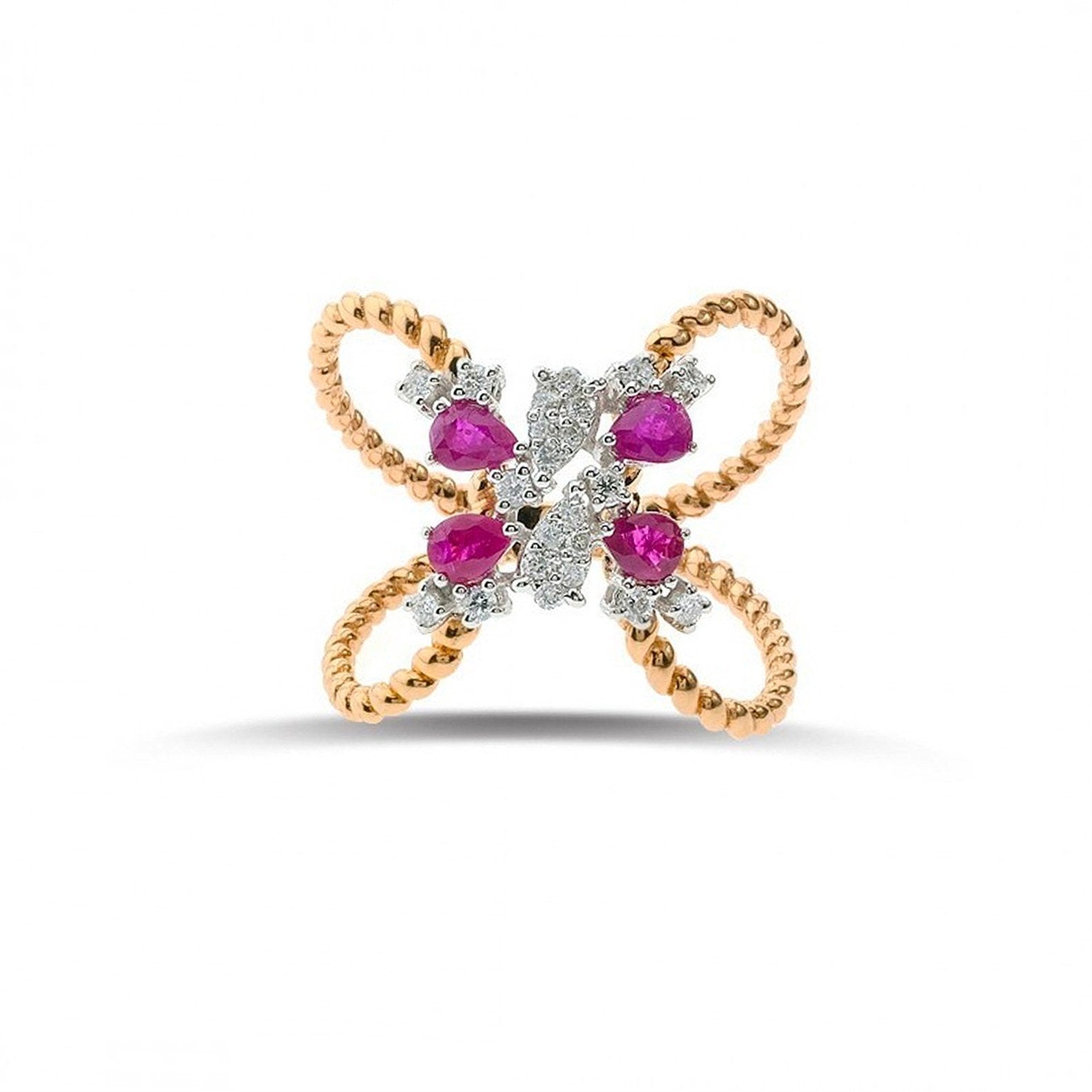 PIRLANTALI YAKUT ROSE ALTIN YÜZÜK - Image 1