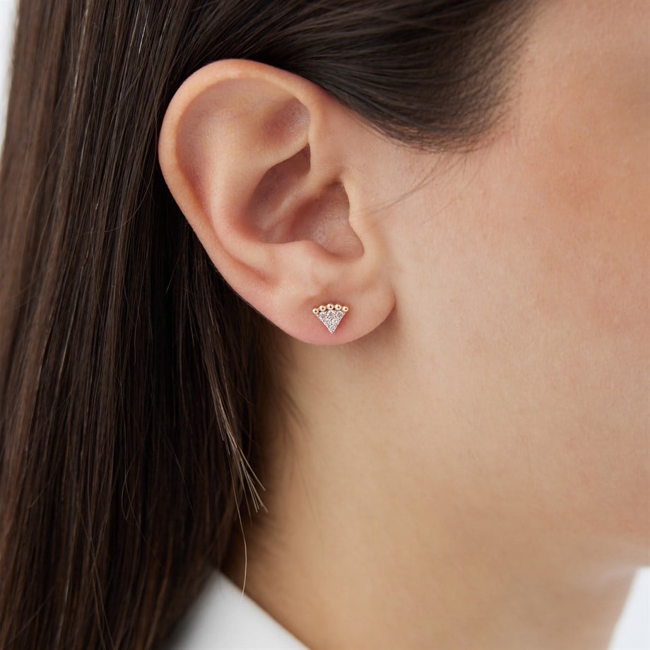 Pizza Figürlü Rose Pırlanta Küpe - Image 1