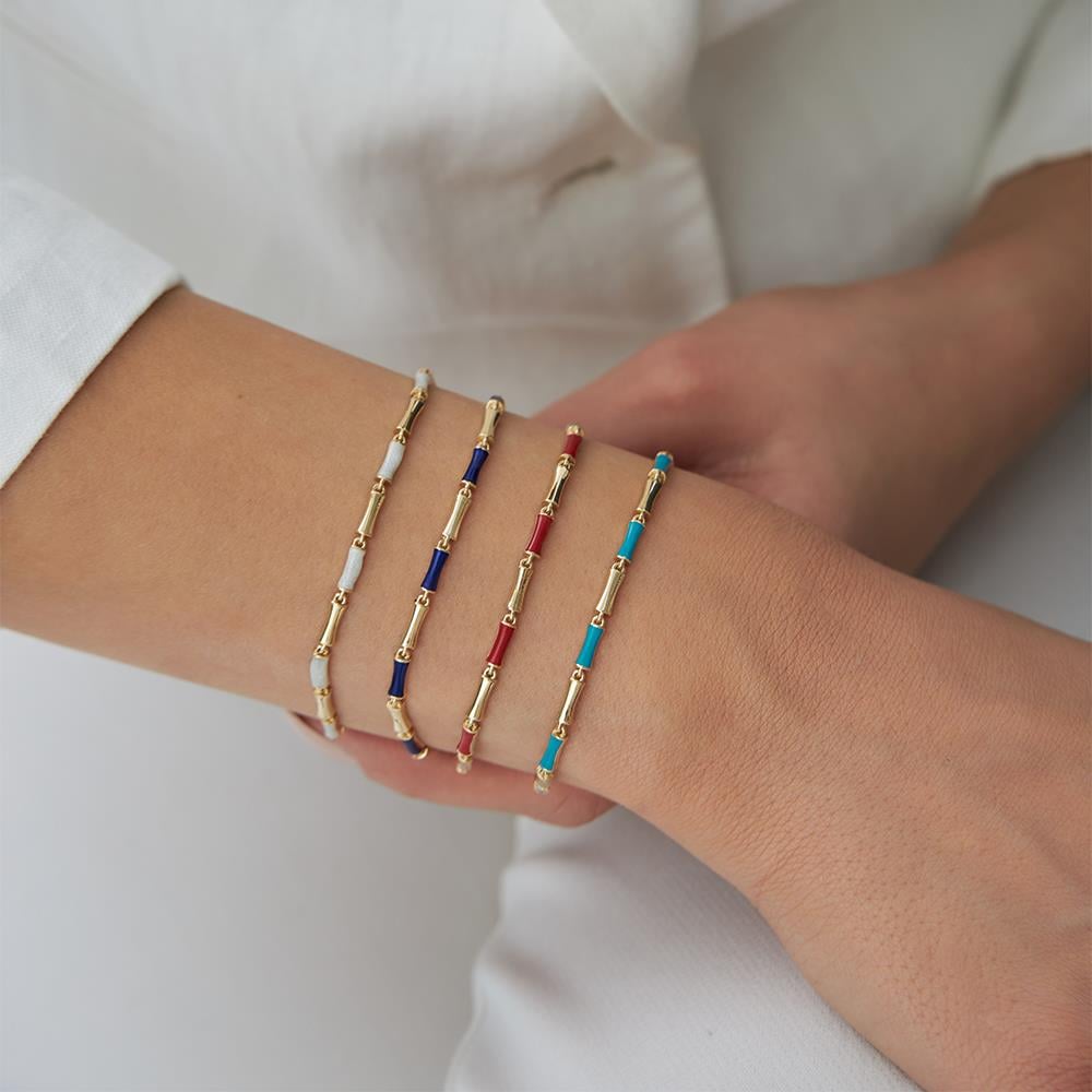 Renkli Mineli Altın Bileklik - Image 2