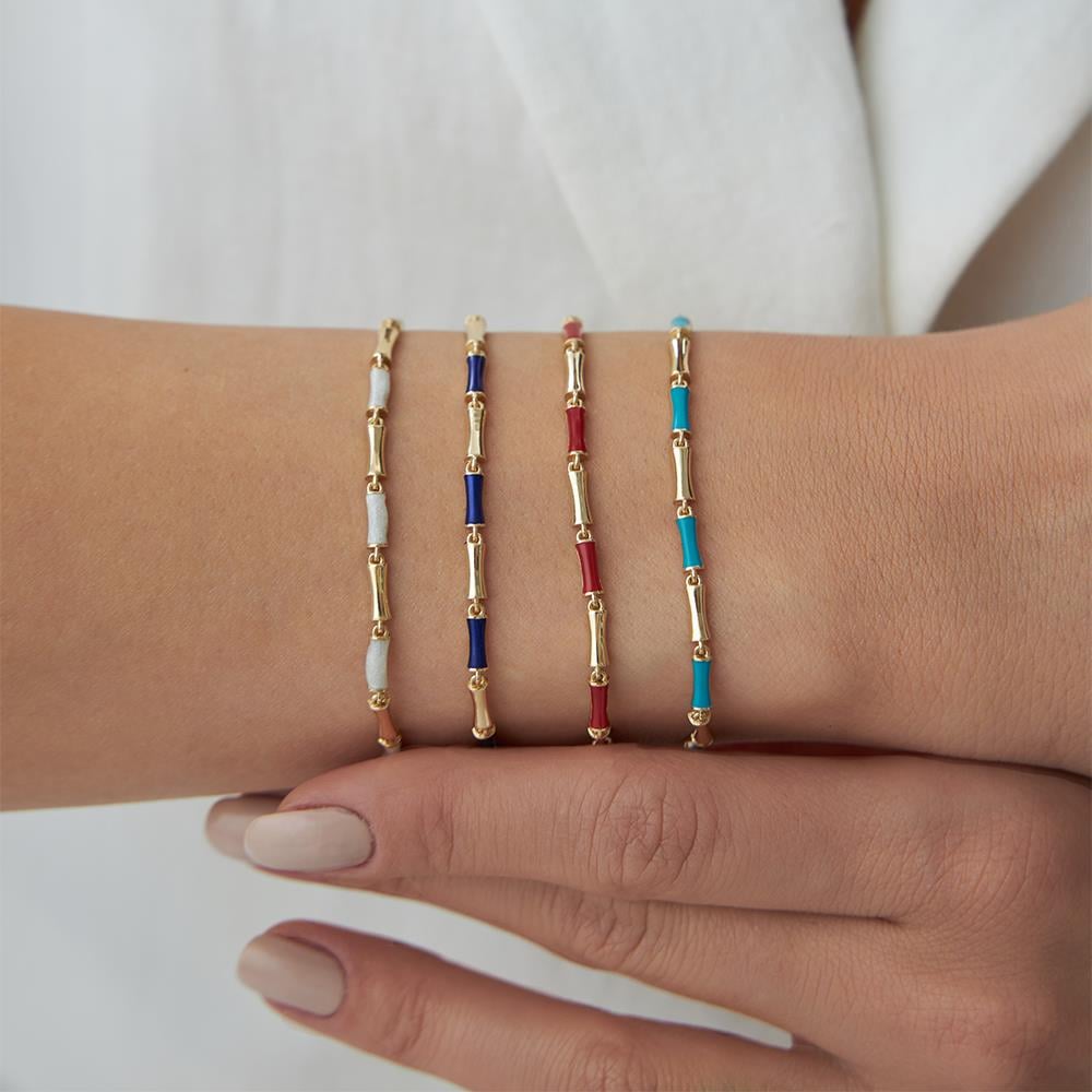 Renkli Mineli Altın Bileklik - Image 2